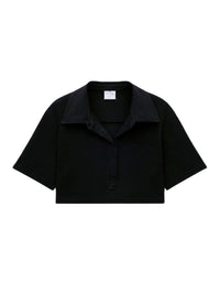 Cotton cropped Polo - Black