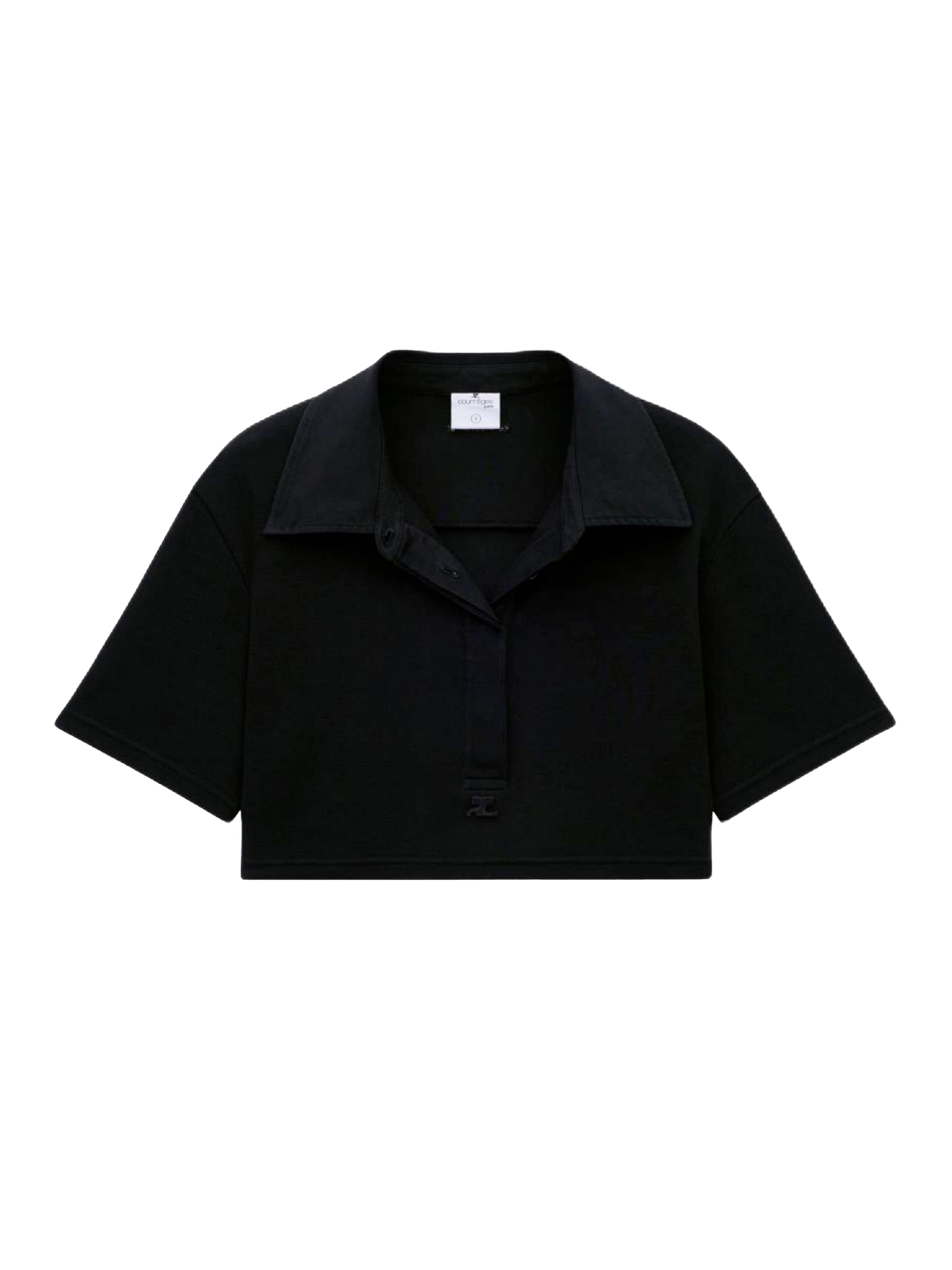 Cotton cropped Polo - Black