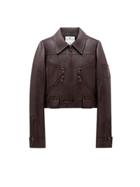 Biker x vinyl Jacket - Burgundy