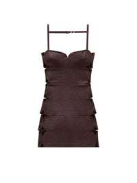 Diamond cut-out vinyl Dress - Burgundy