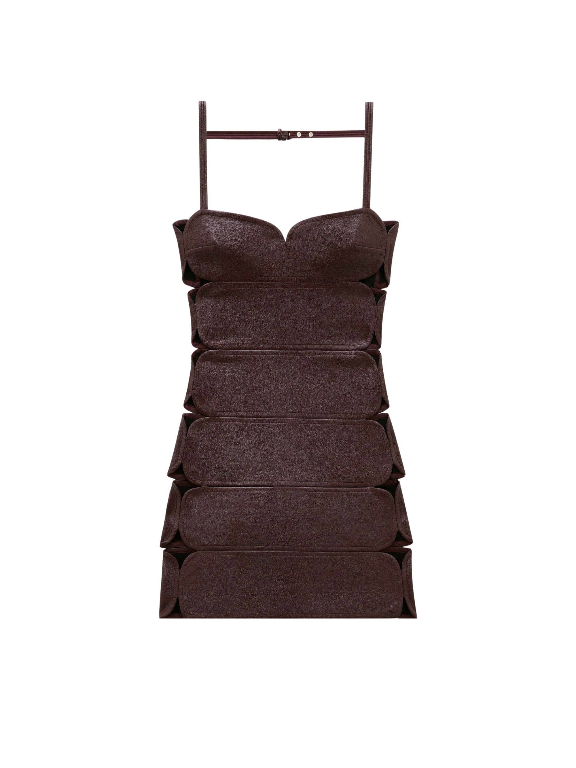 Diamond cut-out vinyl Dress - Burgundy