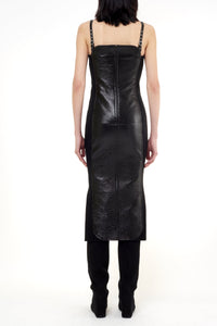 Vinyl bi-material octagon Dress - Black