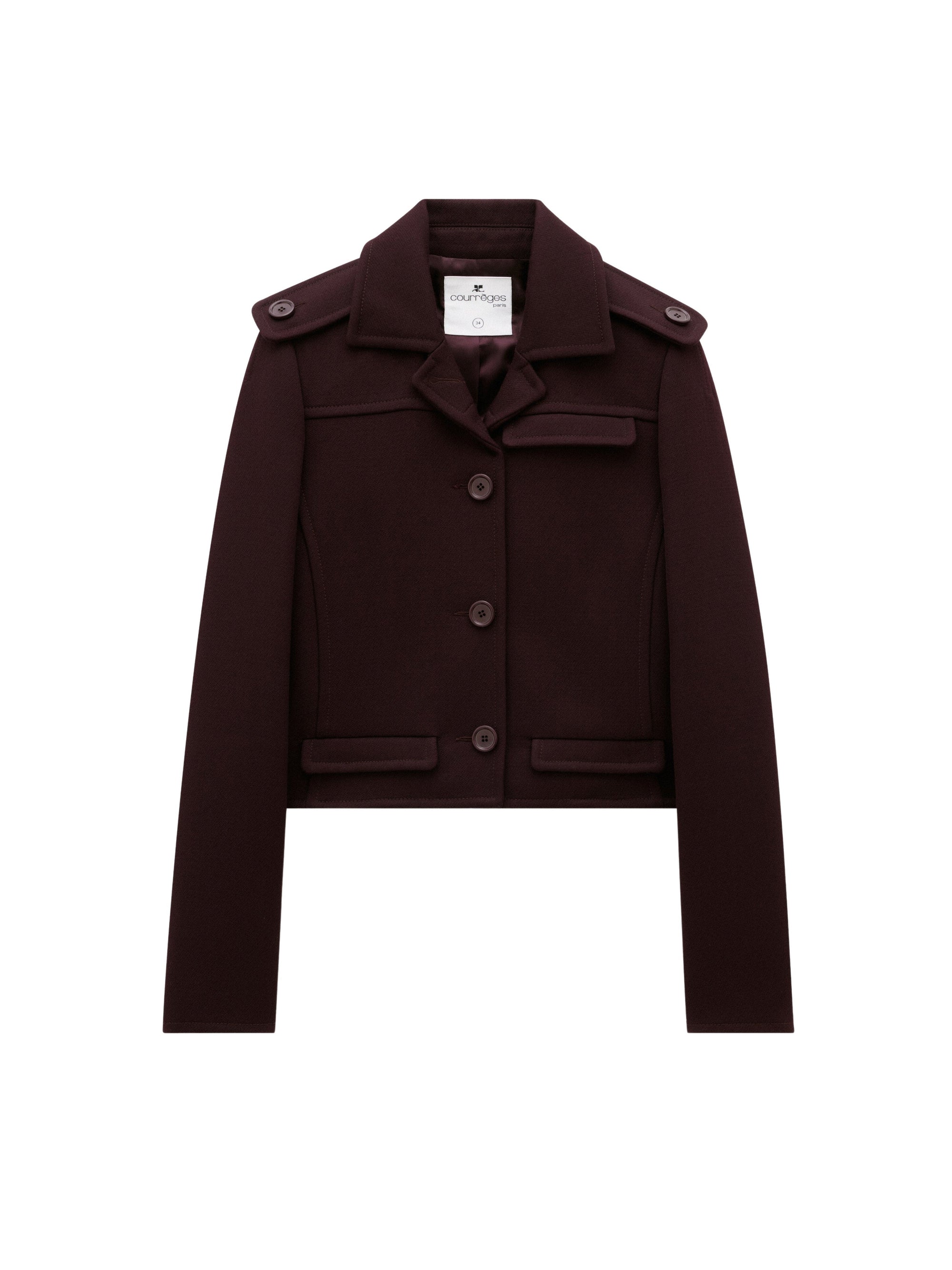 Shoulder pad crepe Jacket - Burgundy