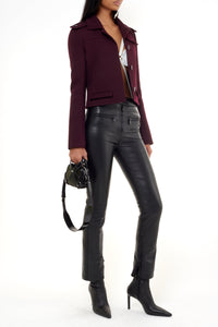 Shoulder pad crepe Jacket - Burgundy