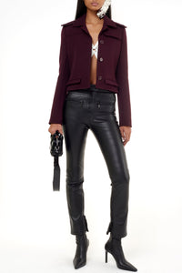Shoulder pad crepe Jacket - Burgundy