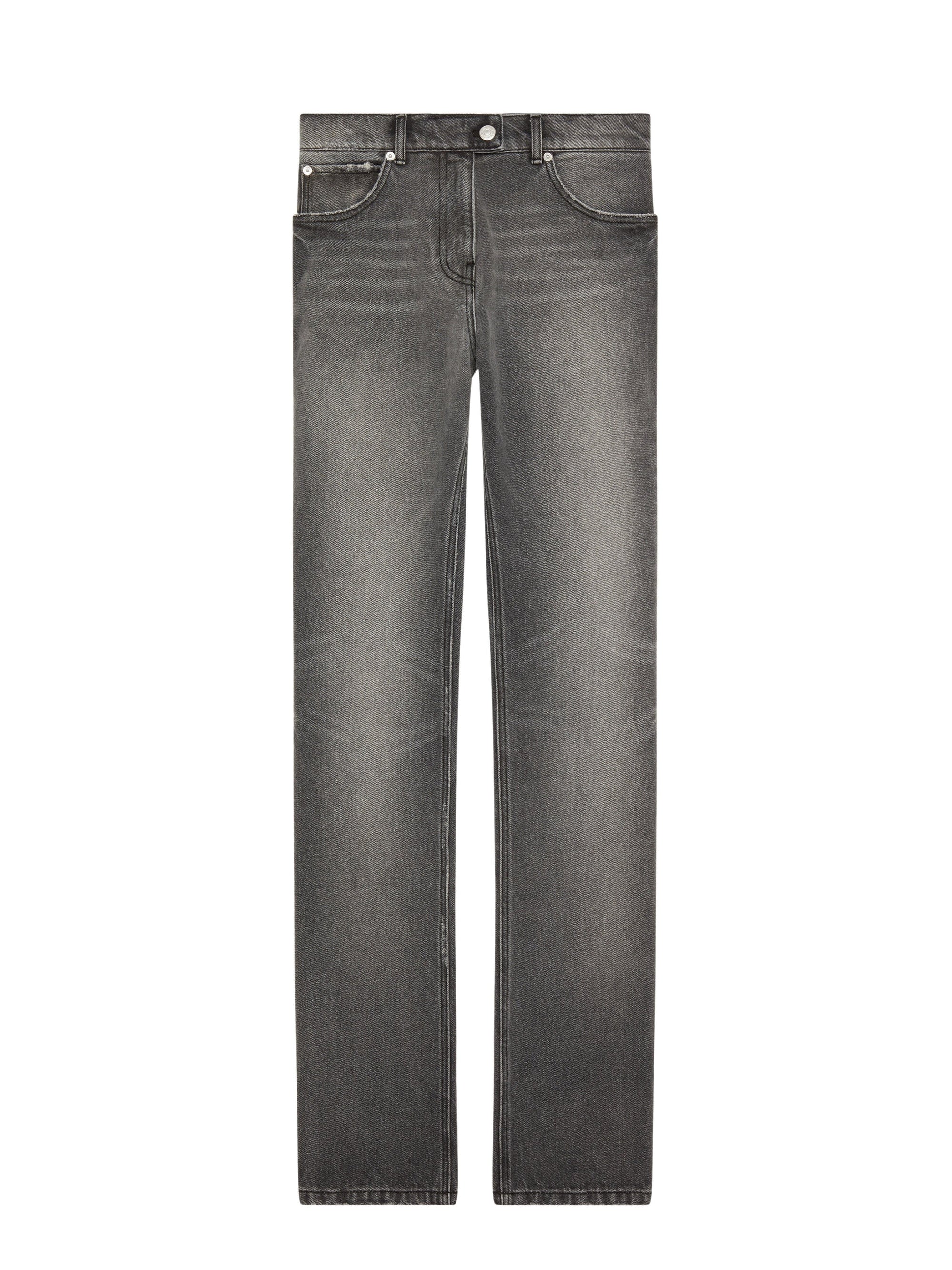5-Pocket denim straight Pant - Grey