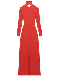 Diamond neck open back Dress - Red