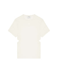 Bumpy cut out cotton T-shirt - White
