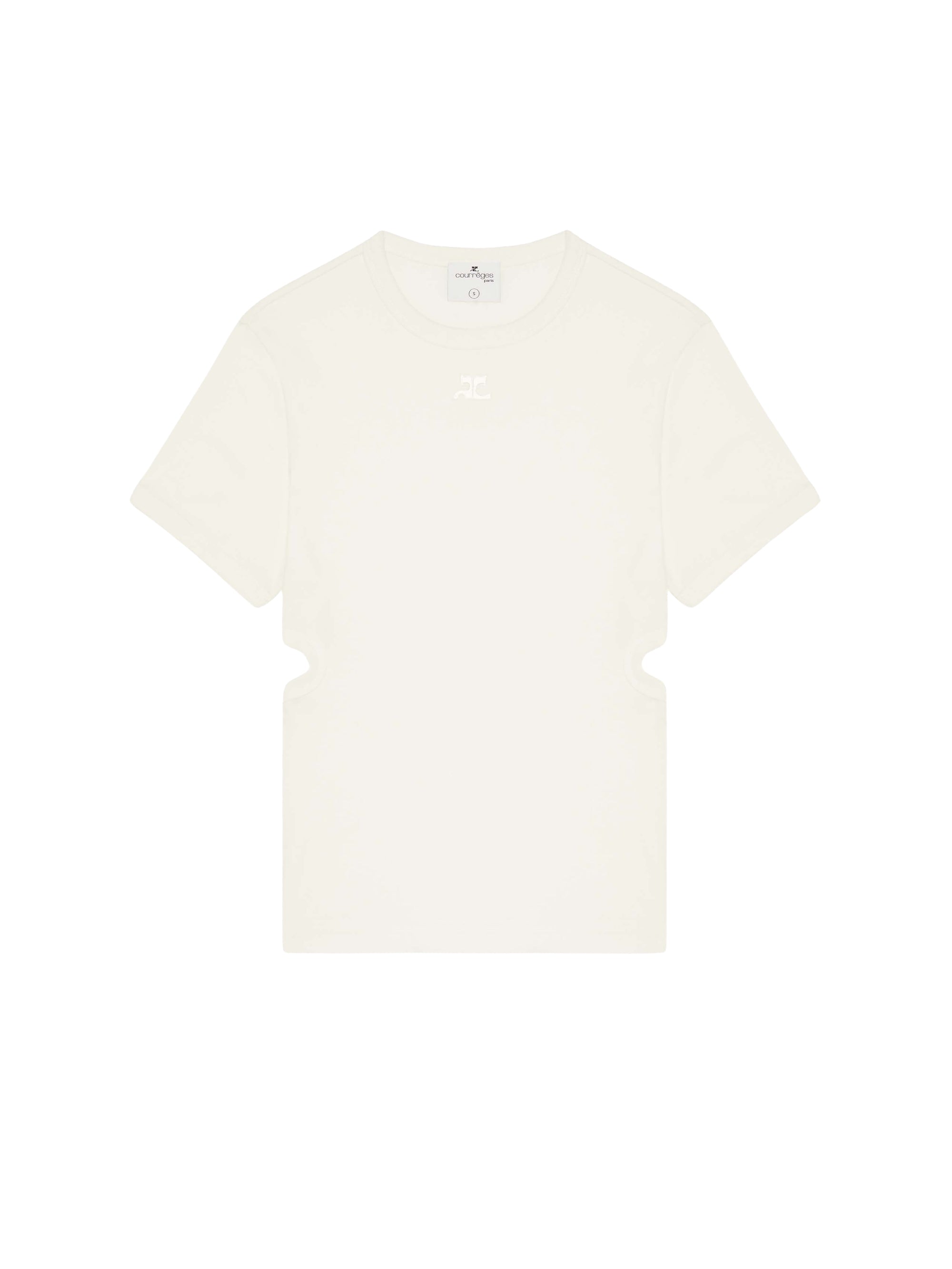 Bumpy cut out cotton T-shirt - White