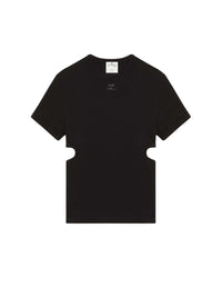 Bumpy cut out cotton T-shirt - Black