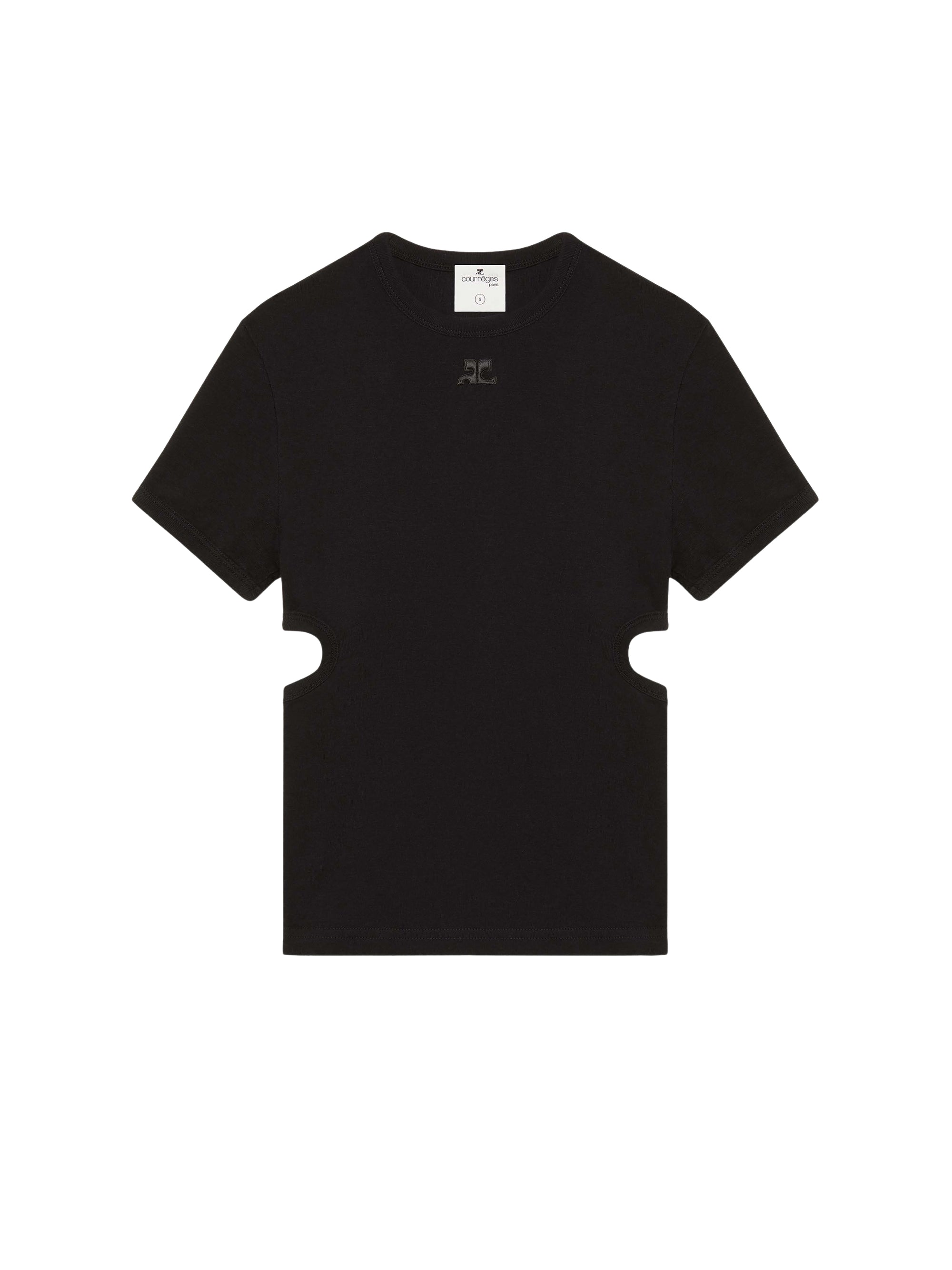 Bumpy cut out cotton T-shirt - Black