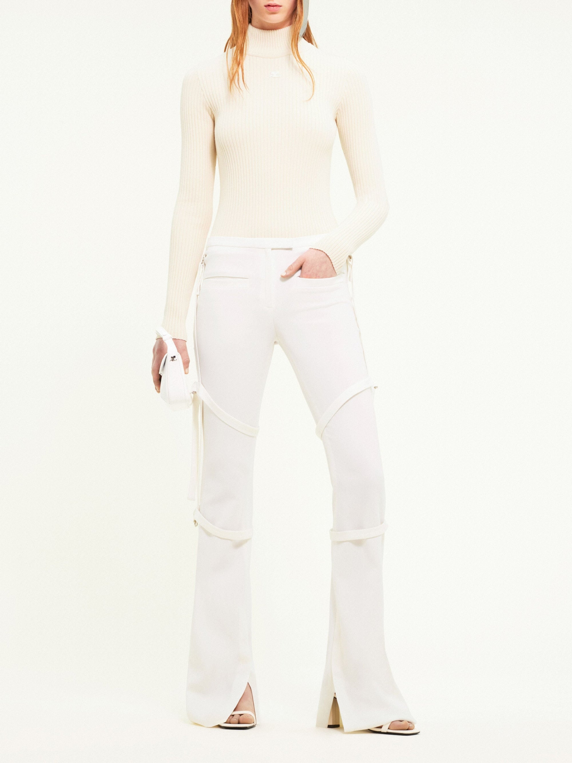 Re-edition ribbed knit high-neck Sweater - Beige