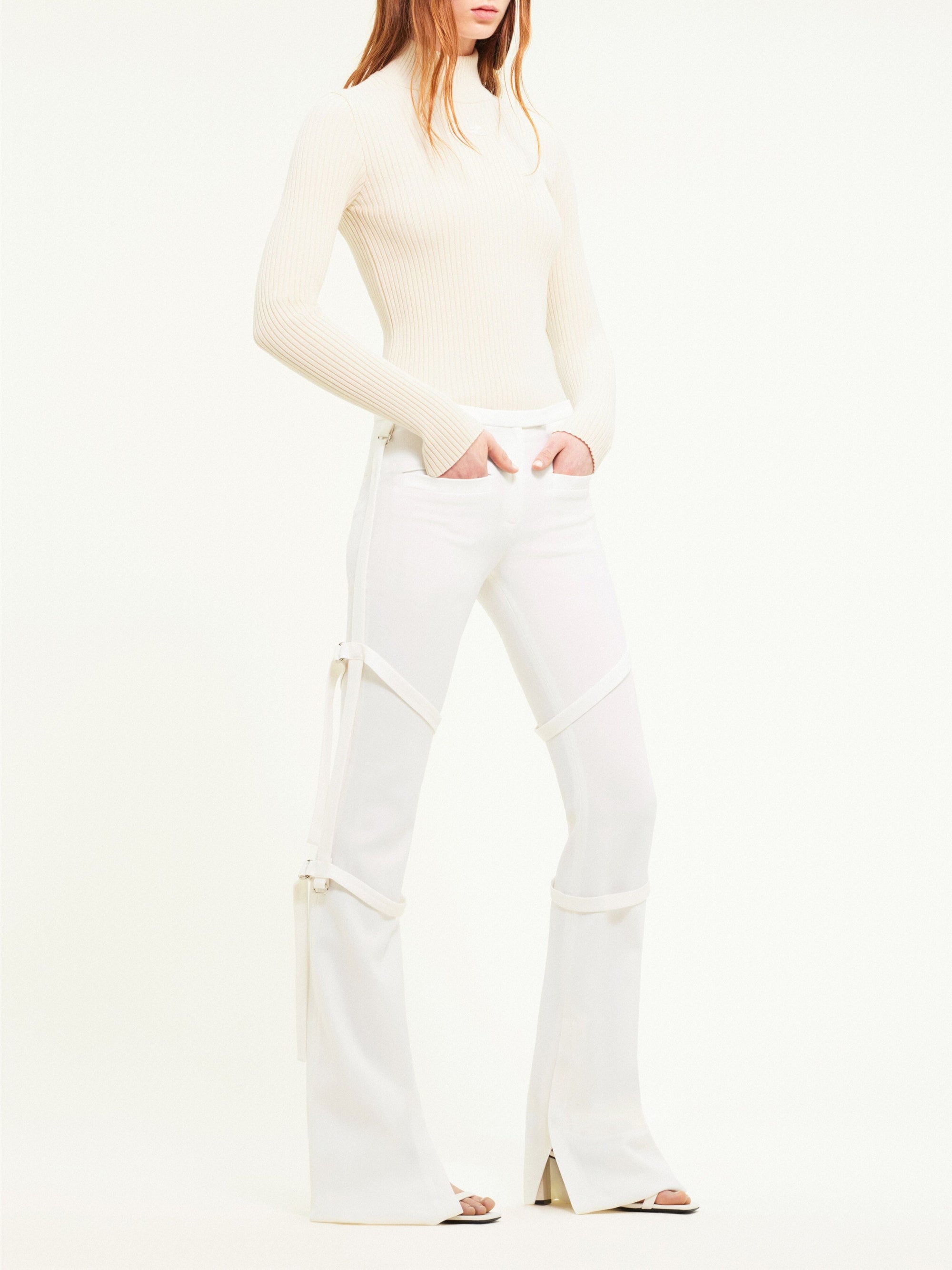 Re-edition ribbed knit high-neck Sweater - Beige