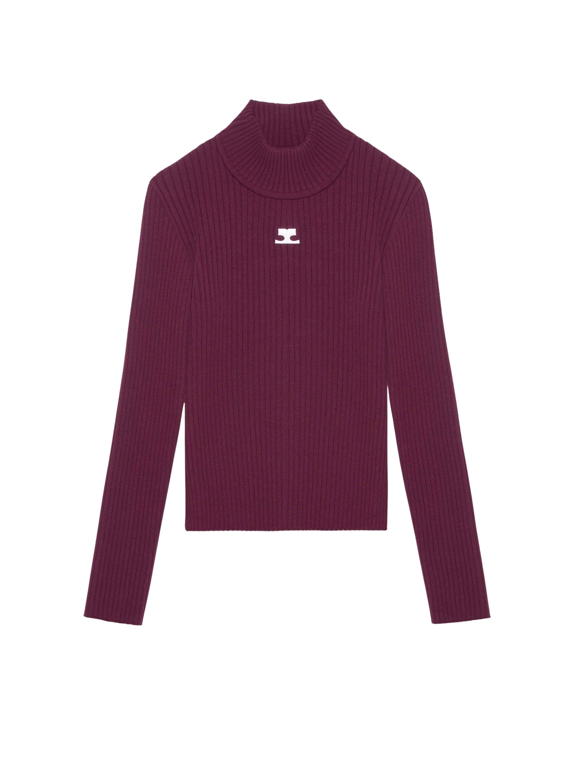 Reedition mockneck rib Sweater - Burgundy