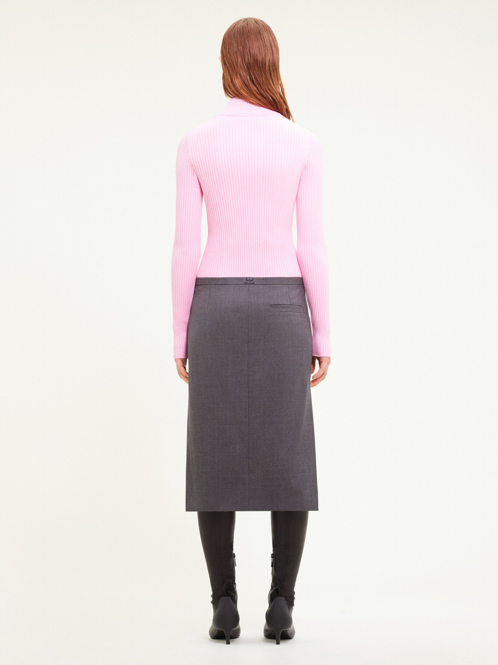 Reedition mockneck rib Sweater - Pink