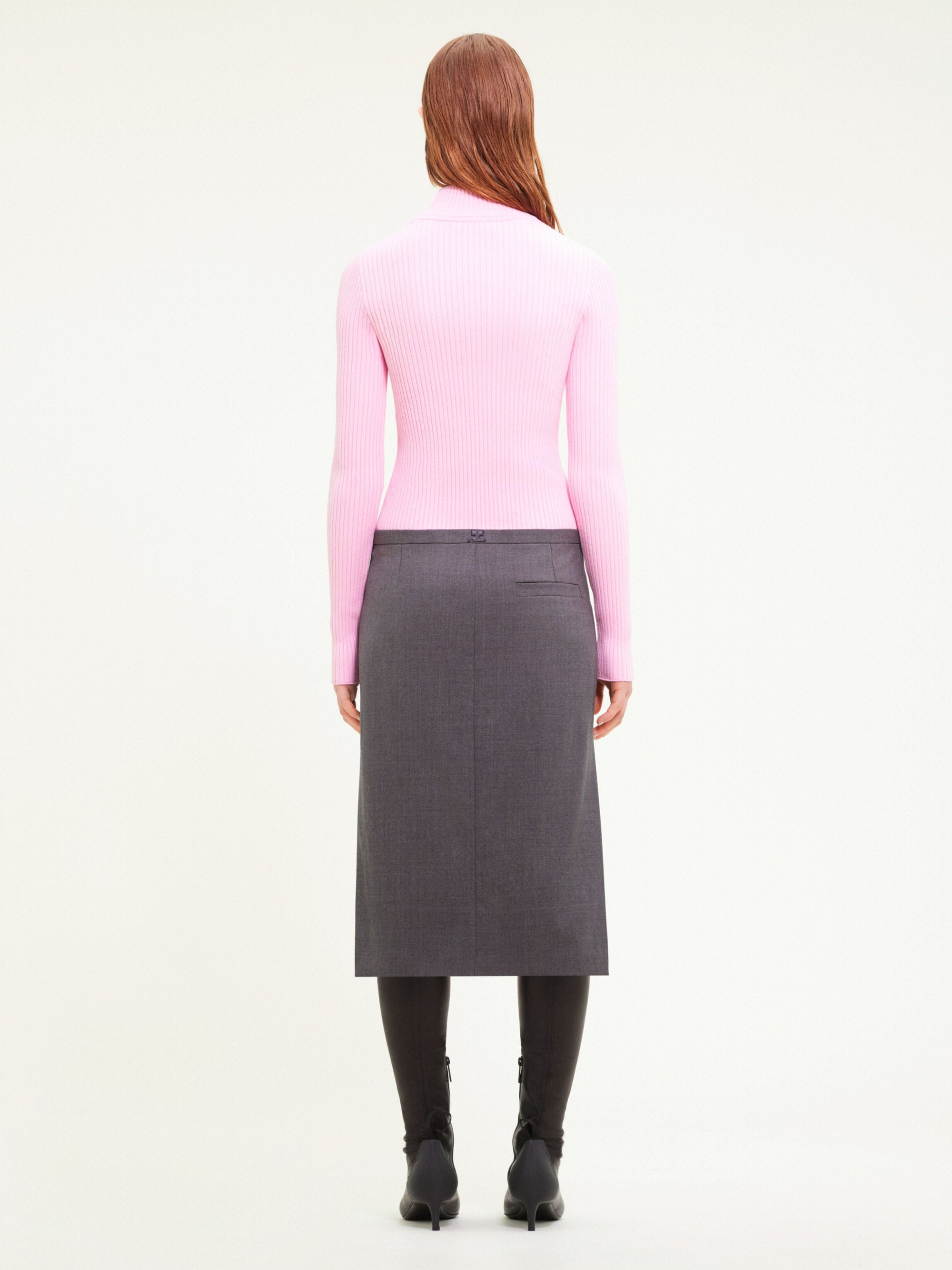 Reedition mockneck rib Sweater - Pink