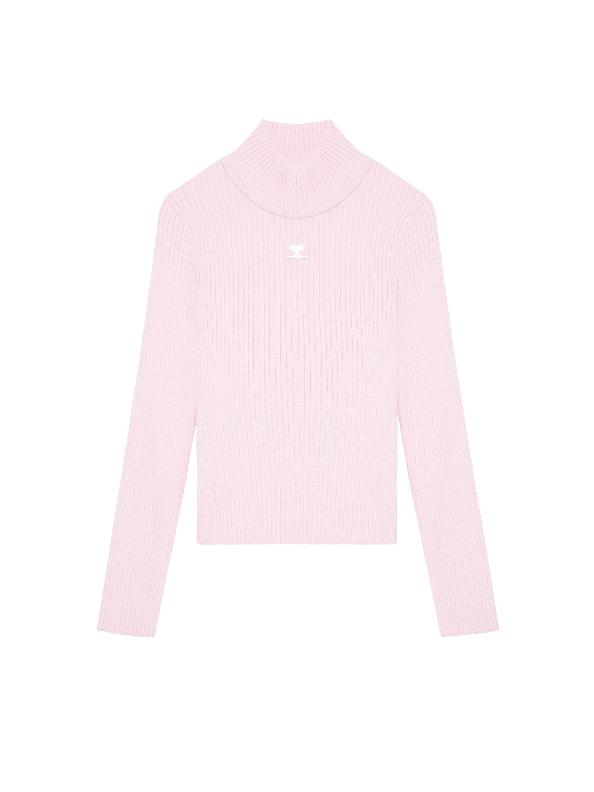 Reedition mockneck rib Sweater - Powder Pink