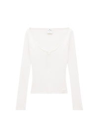 Swallow rib knit Top - White