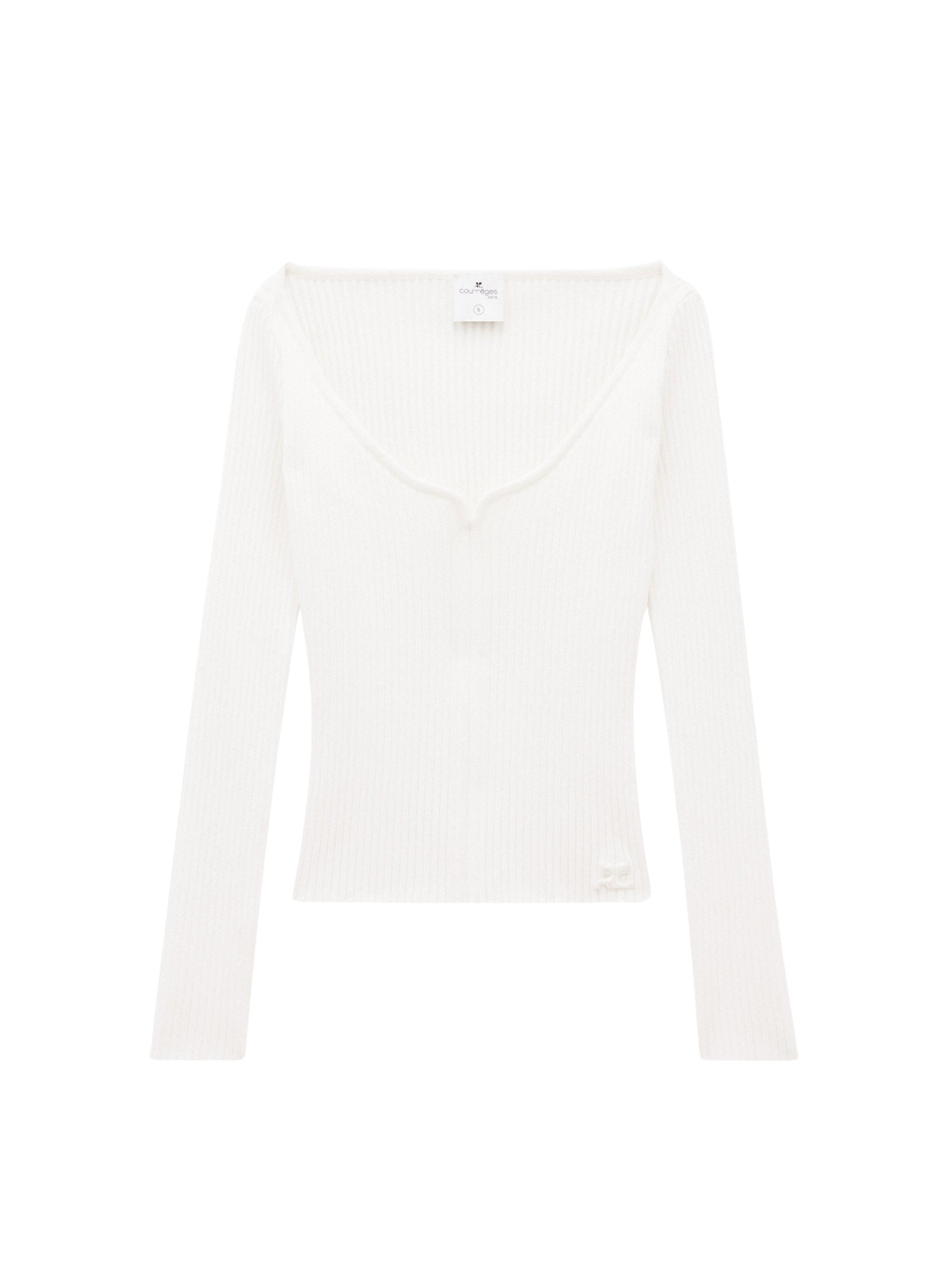 Swallow rib knit Top - White