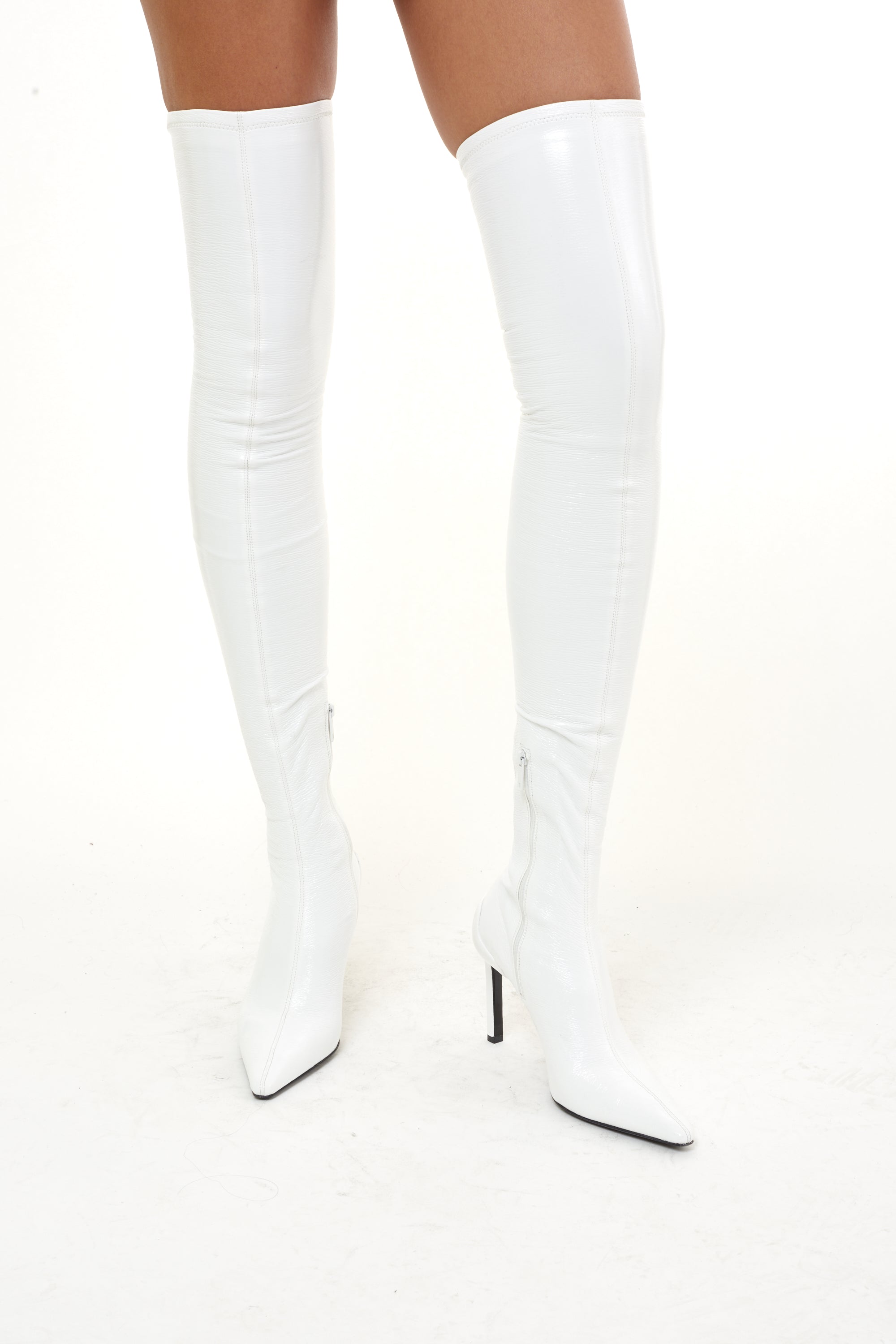 Stiletto vinyl High Boots - White