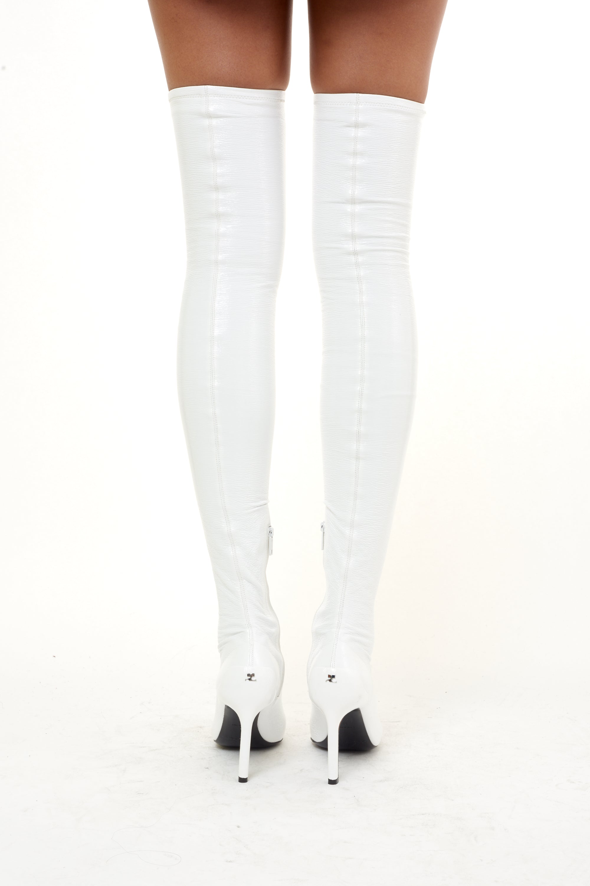 Stiletto vinyl High Boots - White