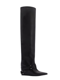 Wedged leather Boots - Black