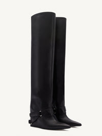 Wedged leather Boots - Black