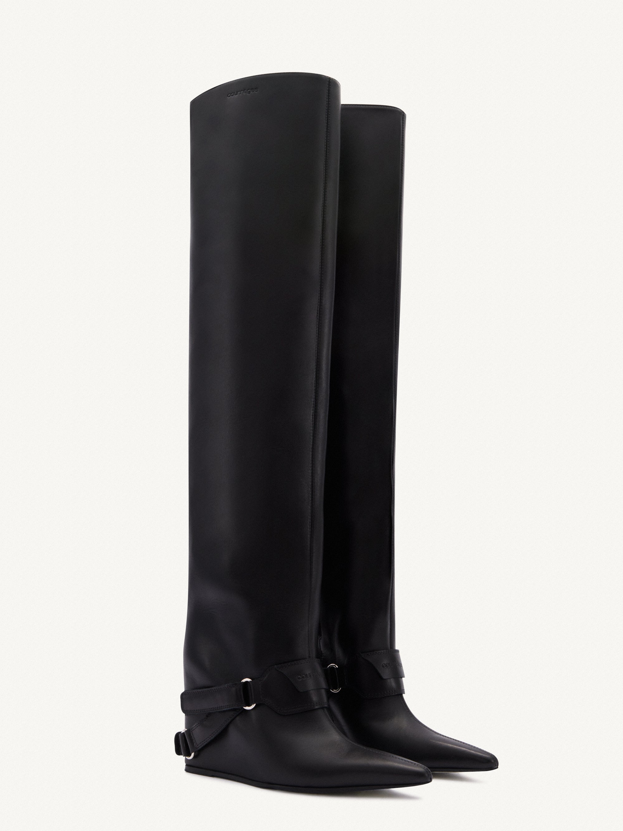 Wedged leather Boots - Black