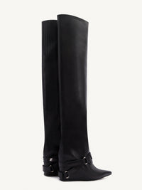 Wedged leather Boots - Black