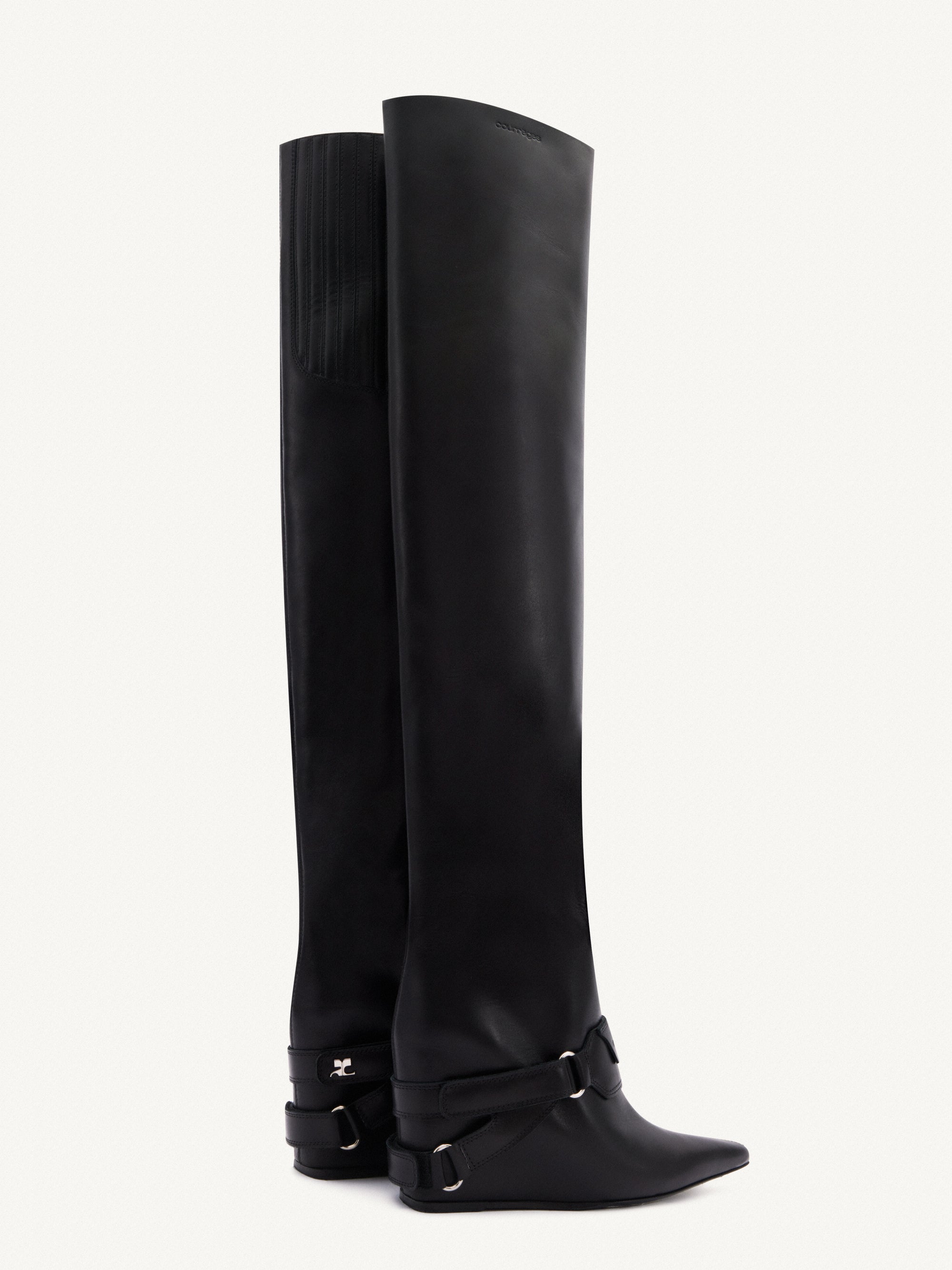 Wedged leather Boots - Black