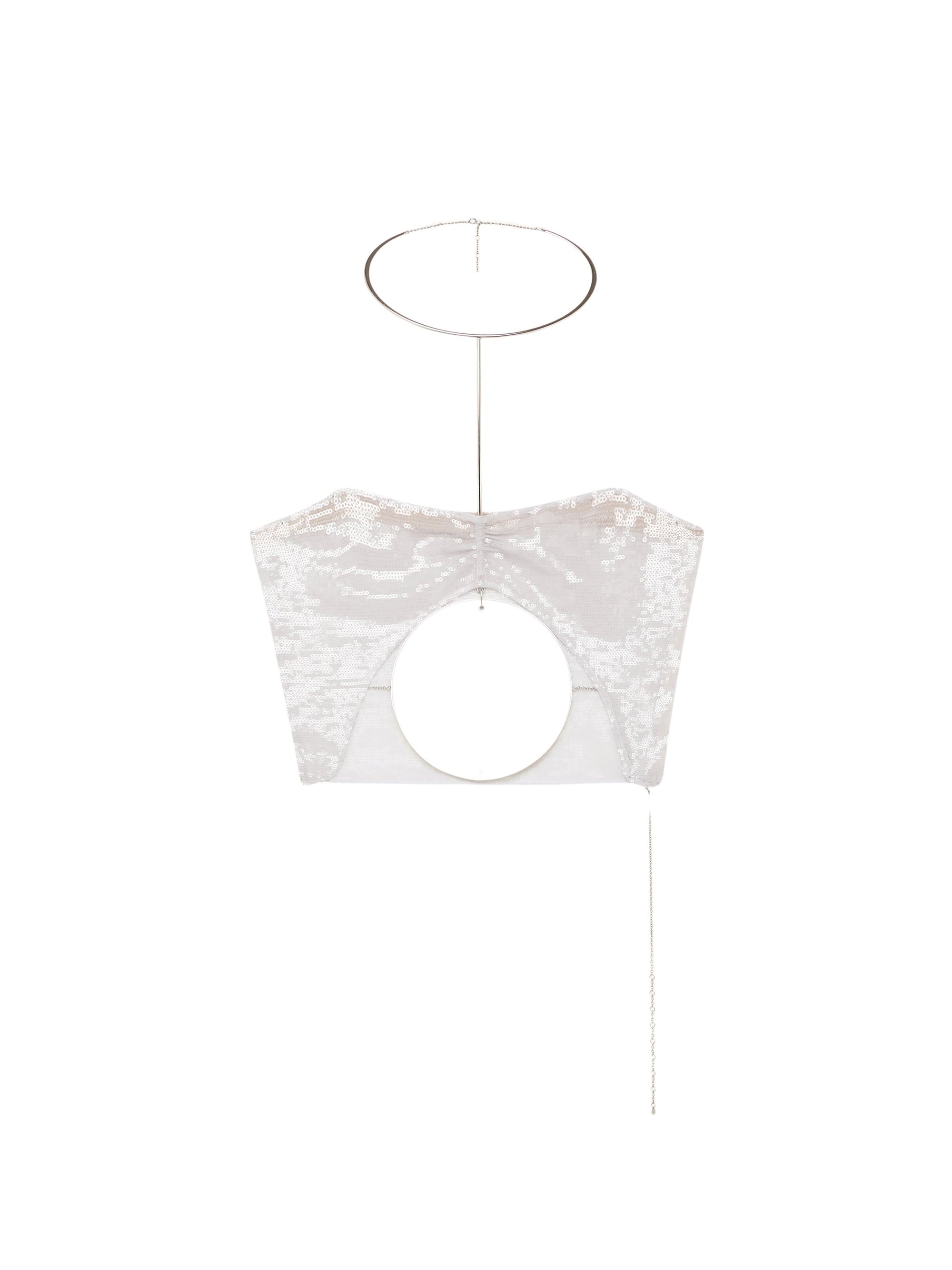 New age glitter tulle Bra - Grey