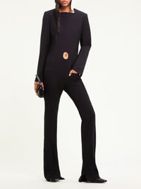 Open-back holistic wool Jumpsuit - Black