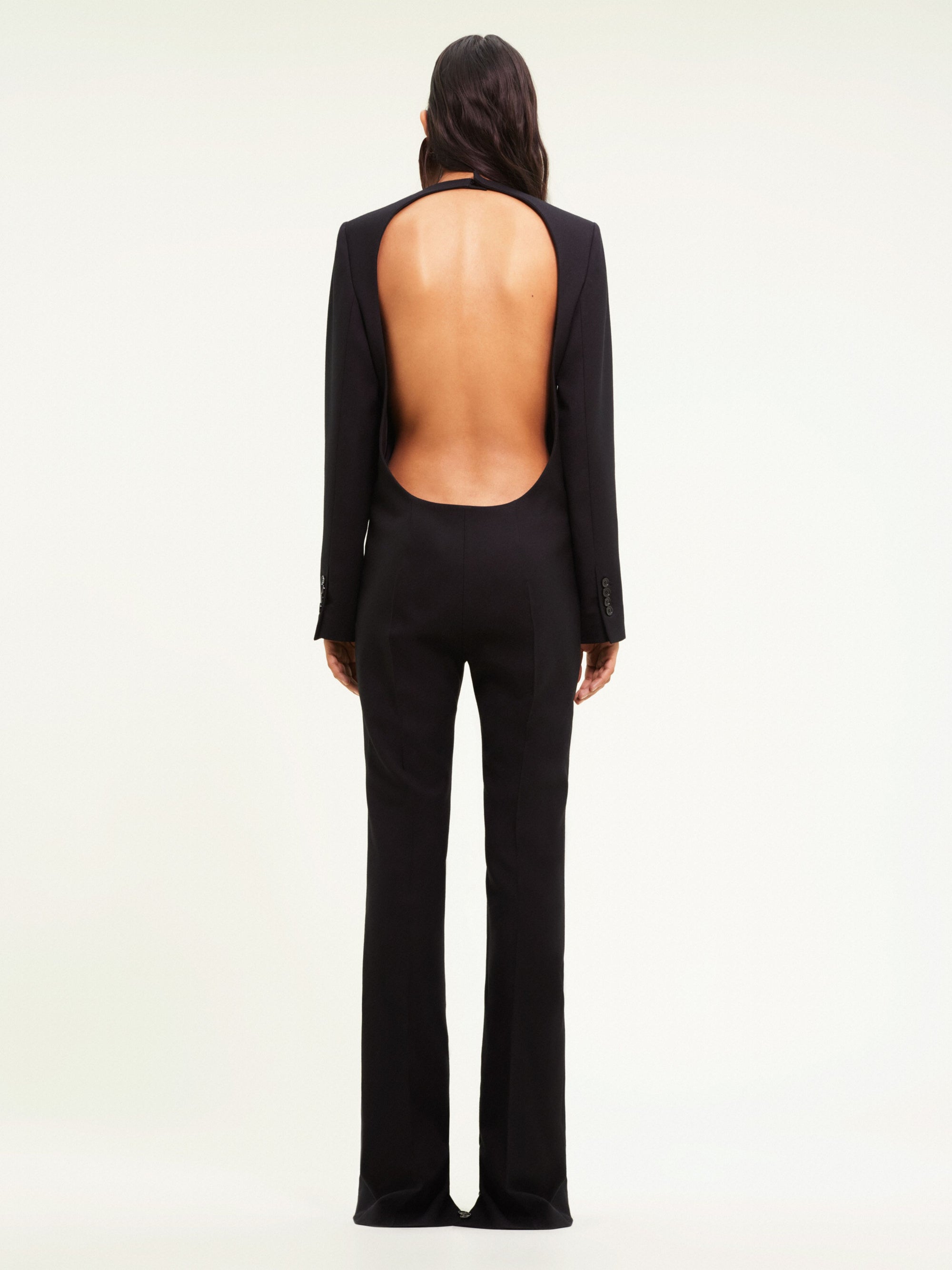 Open-back holistic wool Jumpsuit - Black