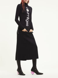 Lightweight wool one-strap Skirt - Black