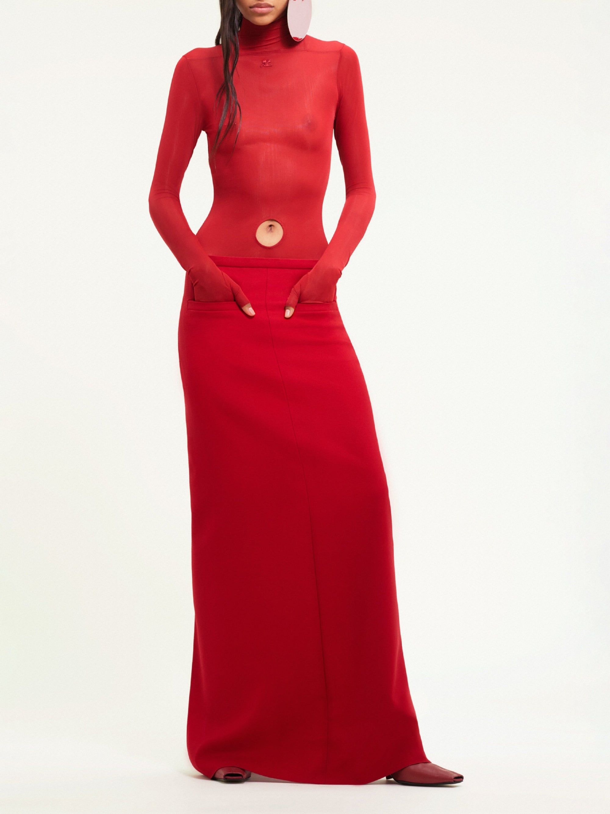 Heritage tech crepe Skirt - Red