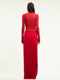 Heritage light wool long Skirt - Ruby