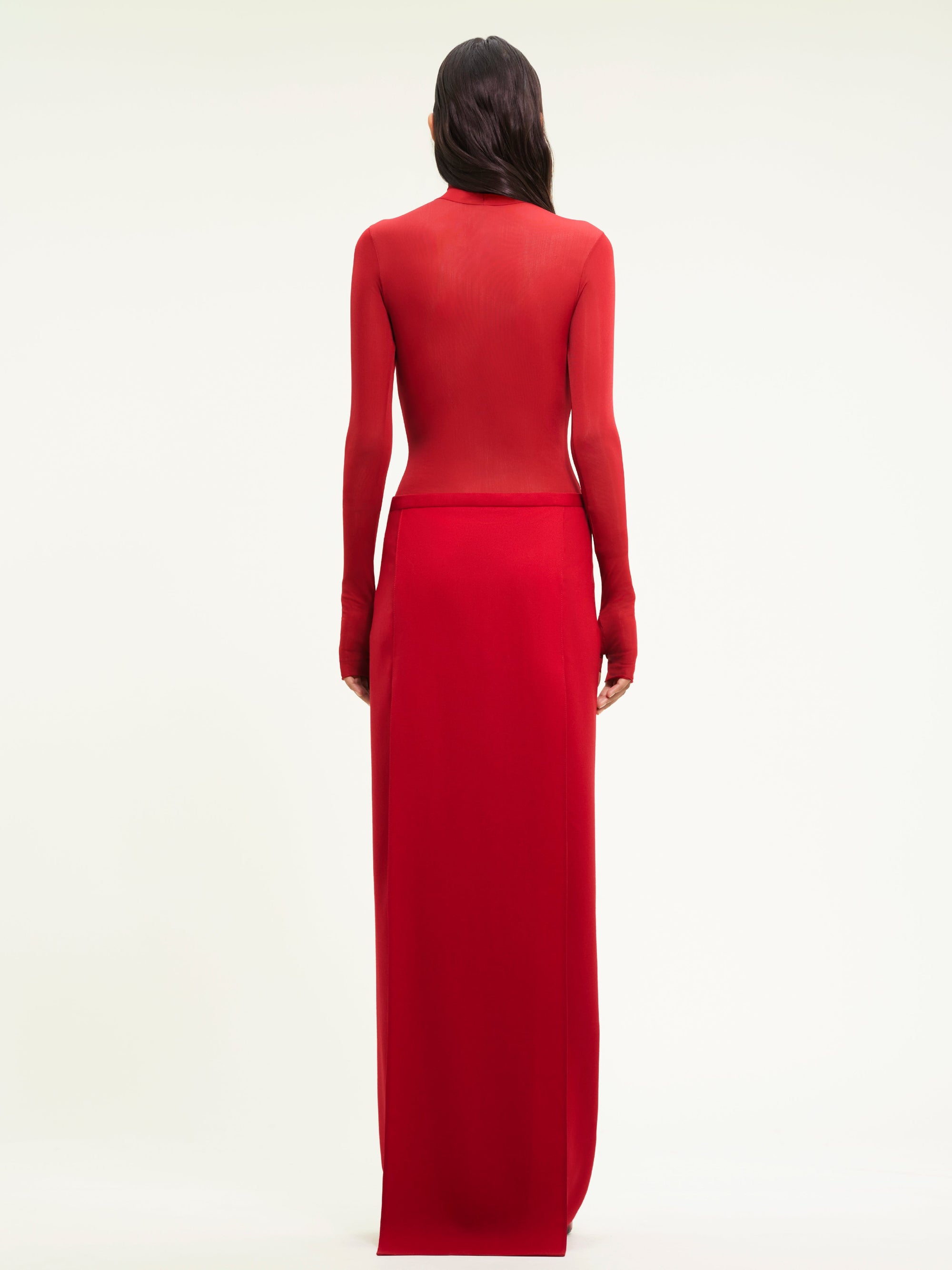 Heritage light wool long Skirt - Ruby