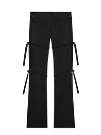 Multi-straps light wool bootcut Pant - Black