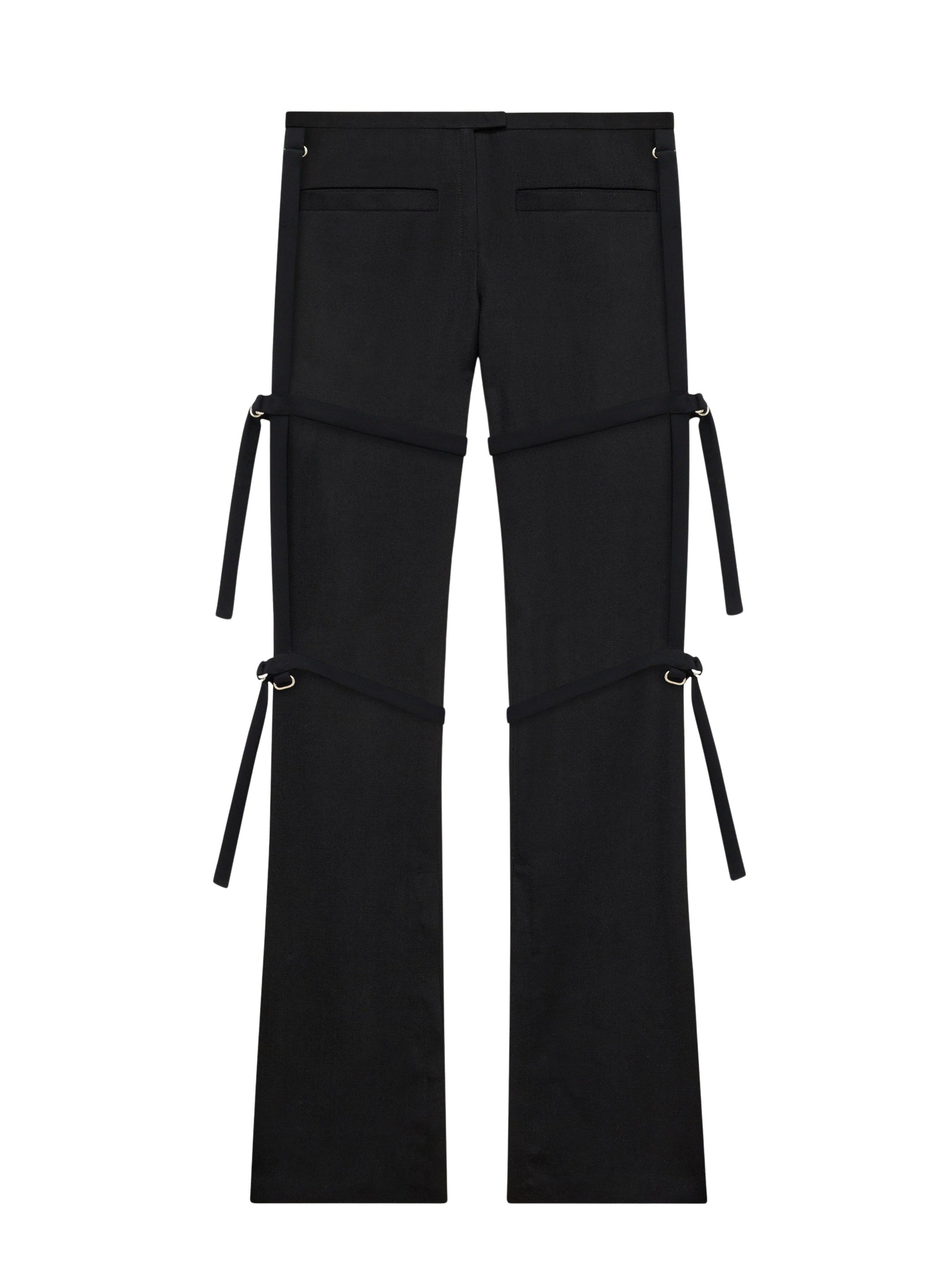 Multi-straps light wool bootcut Pant - Black