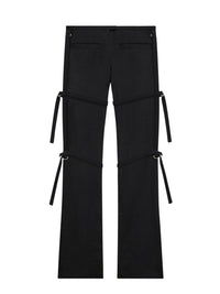 Multi-straps light wool bootcut Pant - Black