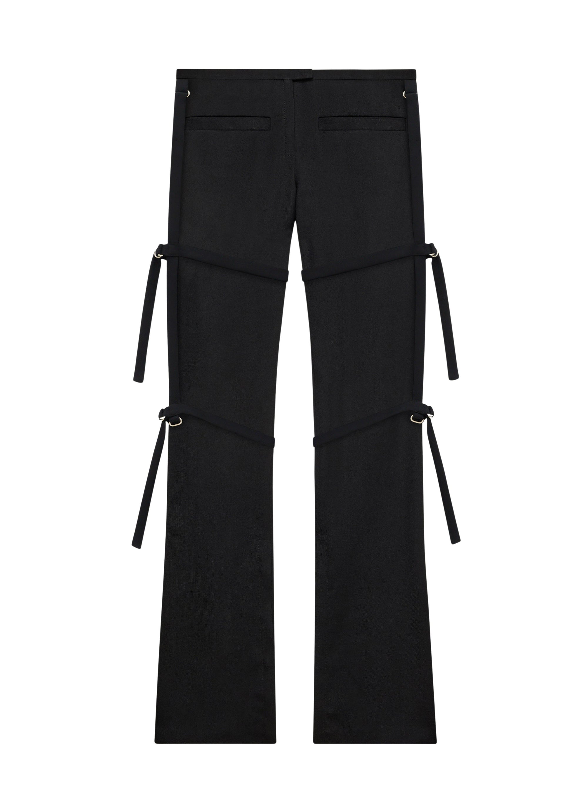 Multi-straps light wool bootcut Pant - Black