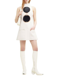 Double circle crepe Dress - Beige