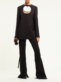 Holistic pinstripes wool mini Dress - Black