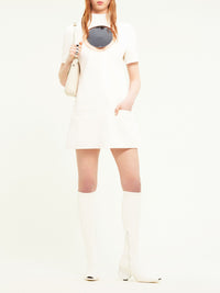 Holistic sleeves crepe a-line Dress - Heritage White