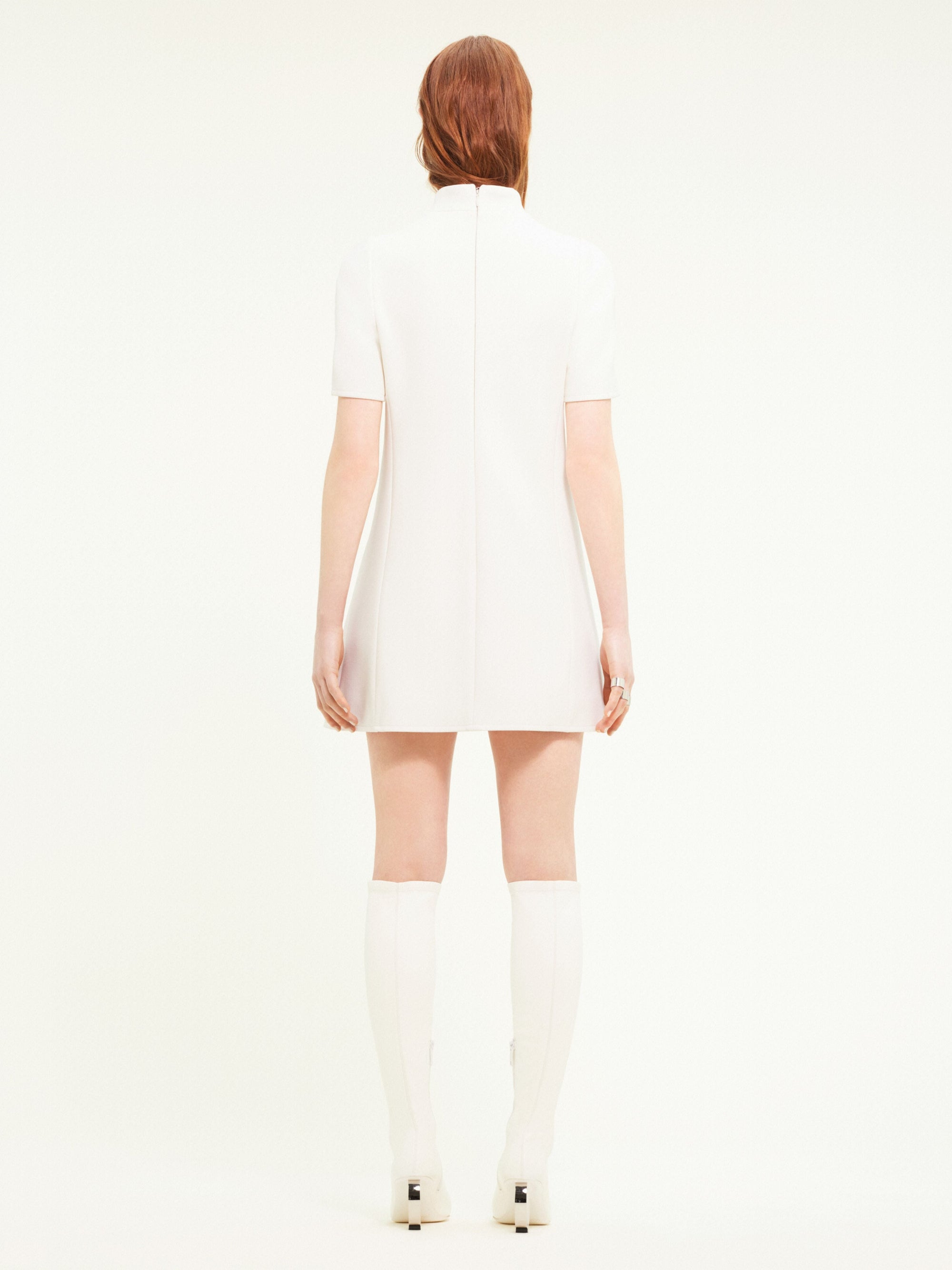 Holistic sleeves crepe a-line Dress - Heritage White