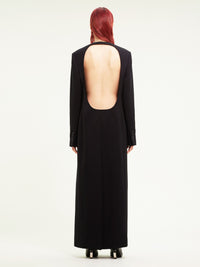 Open-back circle tailored long Dress - Black