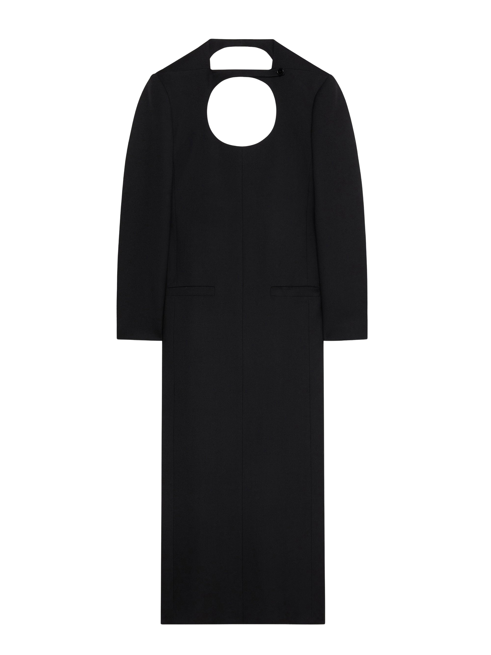 Open-back circle tailored long Dress - Black