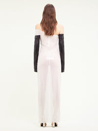 New age glitter tulle silk long Dress - Dirty White