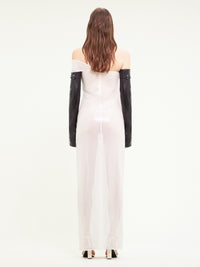 New age glitter tulle long Dress - White