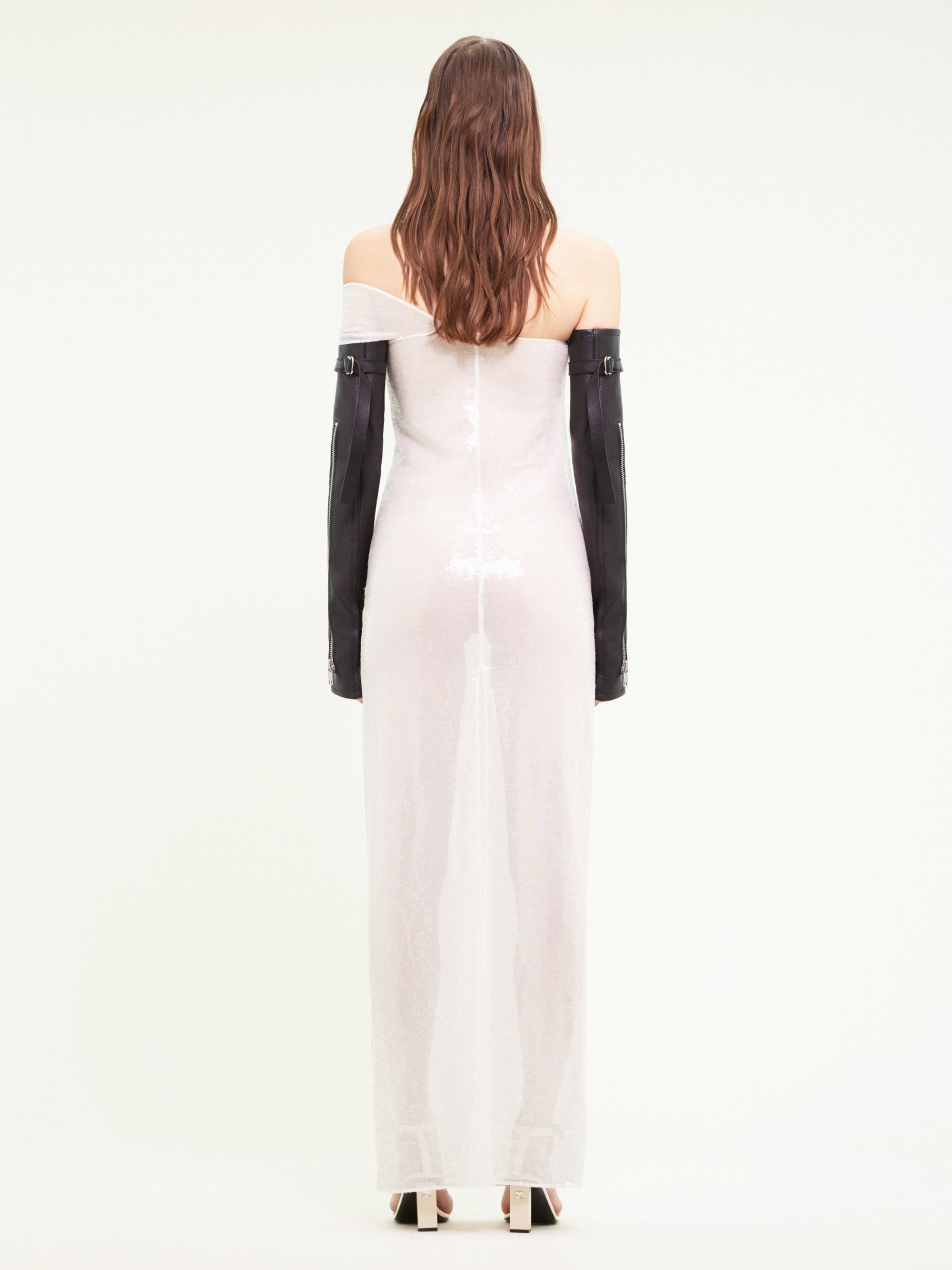 New age glitter tulle long Dress - White